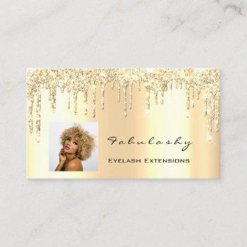 makeup artist mua lashes glitter drips gold photo business card