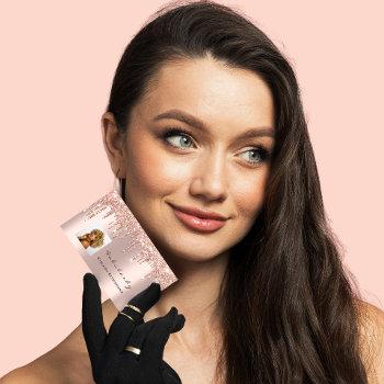 makeup artist mua lashes glitter drips rose photo business card