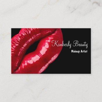 makeup artist red lips business card
