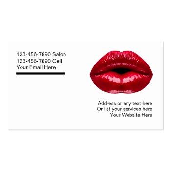 Small Makeup Artist Red Lips Business Card Back View