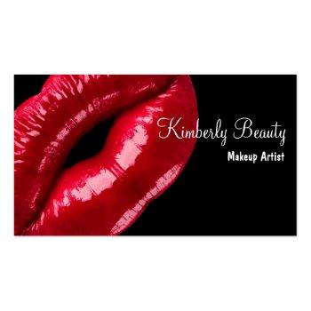 Small Makeup Artist Red Lips Business Card Front View