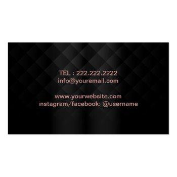 Small Makeup Artist Rose Gold Lips Luxury Black Salon Business Card Back View