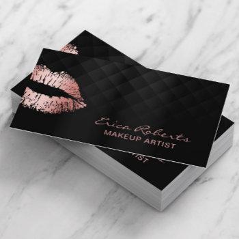 makeup artist rose gold lips luxury black salon business card