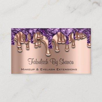 makeup artist rose purple drips nails salon business card