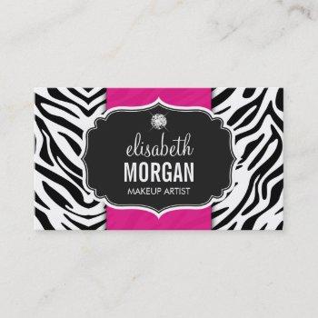 makeup artist - trendy zebra print hot pink business card