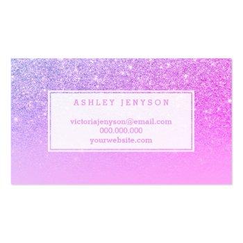 Small Makeup Artist Typography Pink Purple Glitter Business Card Back View