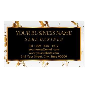 Small Makeup Artist With White Marble Gold & Red Accents Business Card Back View