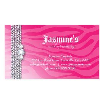 Small Makeup Business Card African American Zebra Pink Back View
