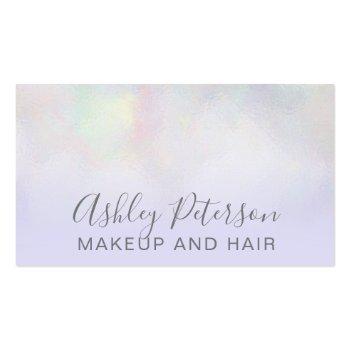 Small Makeup Elegant Typography Lavender Pearl Nacre Business Card Front View
