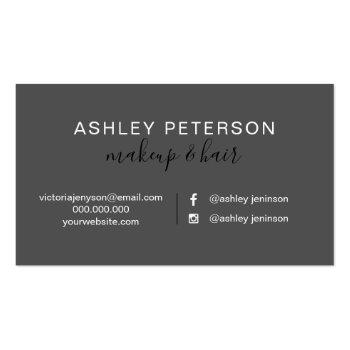 Small Makeup Elegant Typography Marble Purple Glitter Business Card Back View