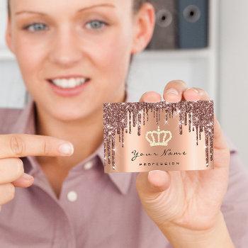 makeup event planner  glitter rose crown copper business card