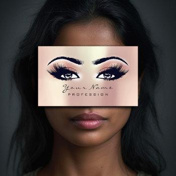 makeup eyebrow eyes lashes glitter spa pink rose business card