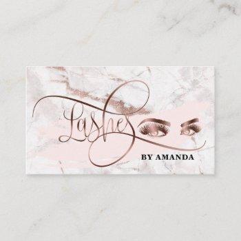 makeup eyebrow eyes lashes rose gold marble business card