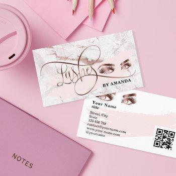 makeup eyebrow eyes lashes rose gold qr code business card