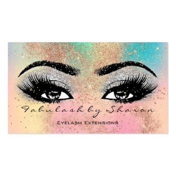 Small Makeup Eyebrow Lash Glitter Pastel Spark Esthetici Business Card Front View