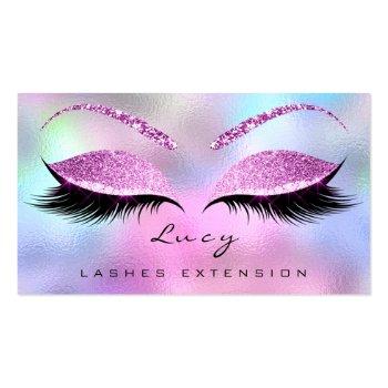 Small Makeup Eyebrow Name Lash Glitter Pink Purple Business Card Front View
