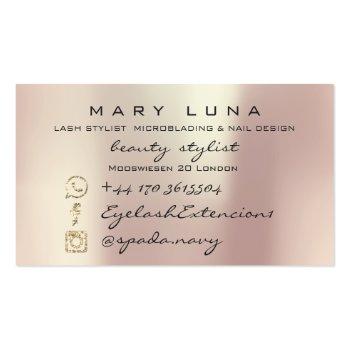 Small Makeup Eyebrows Lash Rose Gold Pink Blush Glitter Business Card Back View