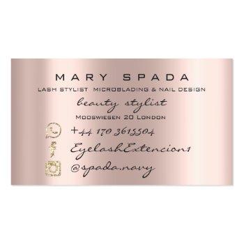 Small Makeup Eyebrows Lashes Browns  Rose Spark Social Business Card Back View