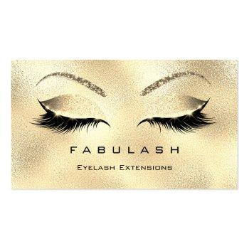 Small Makeup Eyebrows Lashes Glitter Diamond Gold Vip Business Card Front View