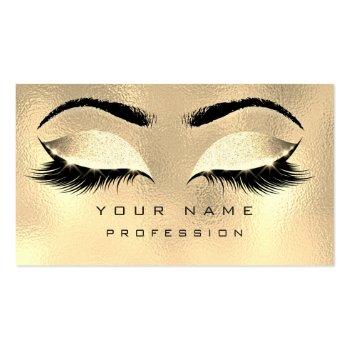 Small Makeup Eyebrows Lashes Glitter Metallic Glam Gold Business Card Front View