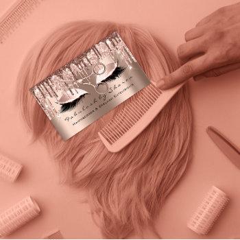 makeup eyelash hairdresser scissors rose gold skin business card