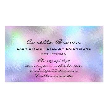 Small Makeup Hair Appointment Reminder Holograph Pink Business Card Back View