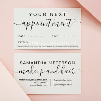 makeup hair minimalist black and white simple appointment card
