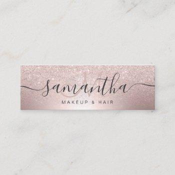 makeup hair rose gold glitter ombre metallic foil mini business card