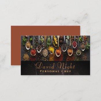 marble design spoon spices food chef catering   business card