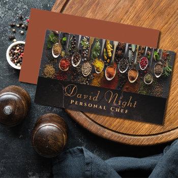 marble design spoon spices food chef catering   business card