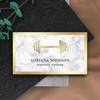 marble gold dumbbell fitness personal trainer business card
