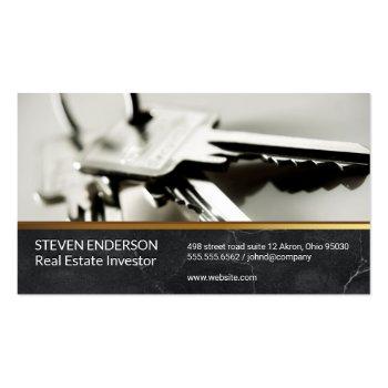 Small Marble | Gold Metallic Trim | Keys Business Card Front View