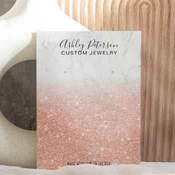 marble rose gold glitter jewelry earring display business card