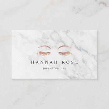 marble & rose gold lashes & brows beauty business card