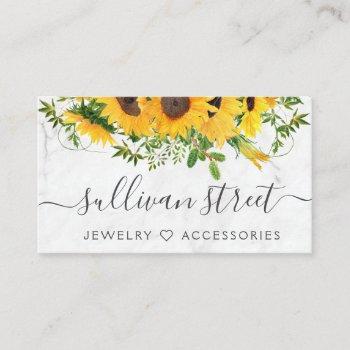 marble sunflower jewelry boutique business card