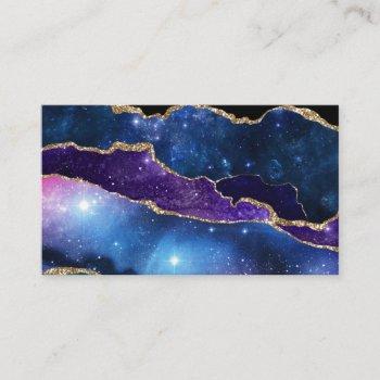 marbled agate stone galaxy sparkly shining stars business card