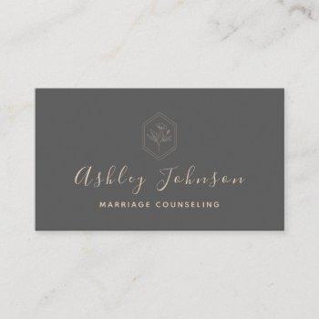 marriage counseling psychotherapist gray bohemian business card