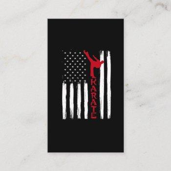 martial arts american flag us karate fighter business card