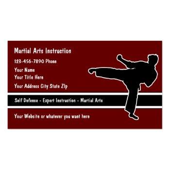 Small Martial Arts Business Cards Front View