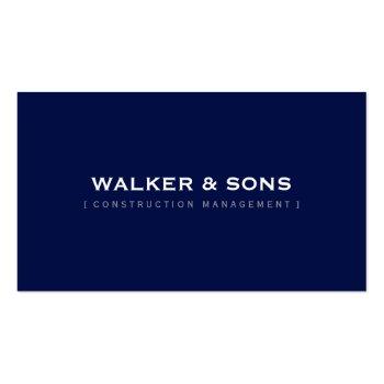 Small Masculine Plain Simple Smart Dark Navy Blue Business Card Front View