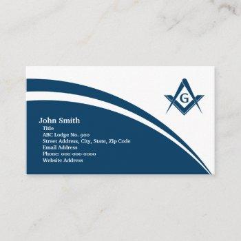 masonic blue curve business card