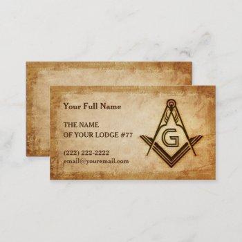 masonic business card template | rustic parchment