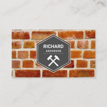 masonry construction red bricks wall bricklaying business card