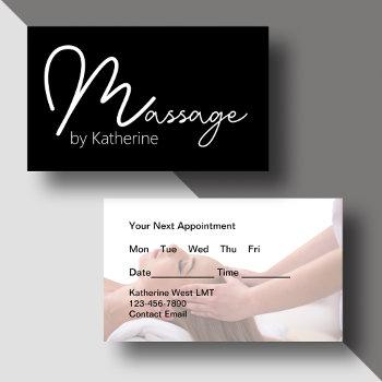 massage therapist appointment business cards
