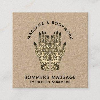 massage therapist body work mehndi henna kraft squ square business card