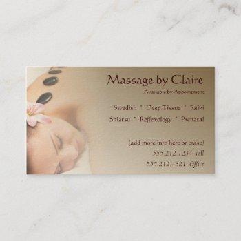 massage therapy business card
