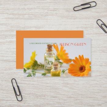 massage therapy daisy essential oil aromatherapy business card