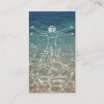 massage therapy elegant healing sea spa business card
