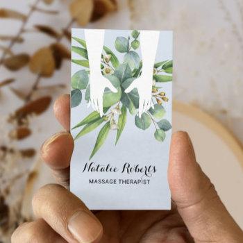 massage therapy healing hands botanical health spa business card