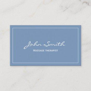 massage therapy simple plain blue business card
